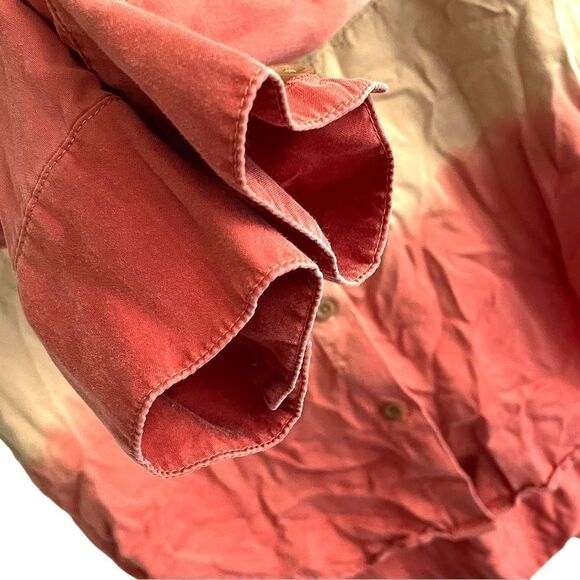 CLOTH & STONE Ombré Tencel Button Front Blouse Tan Rust XS - Picture 3 of 4